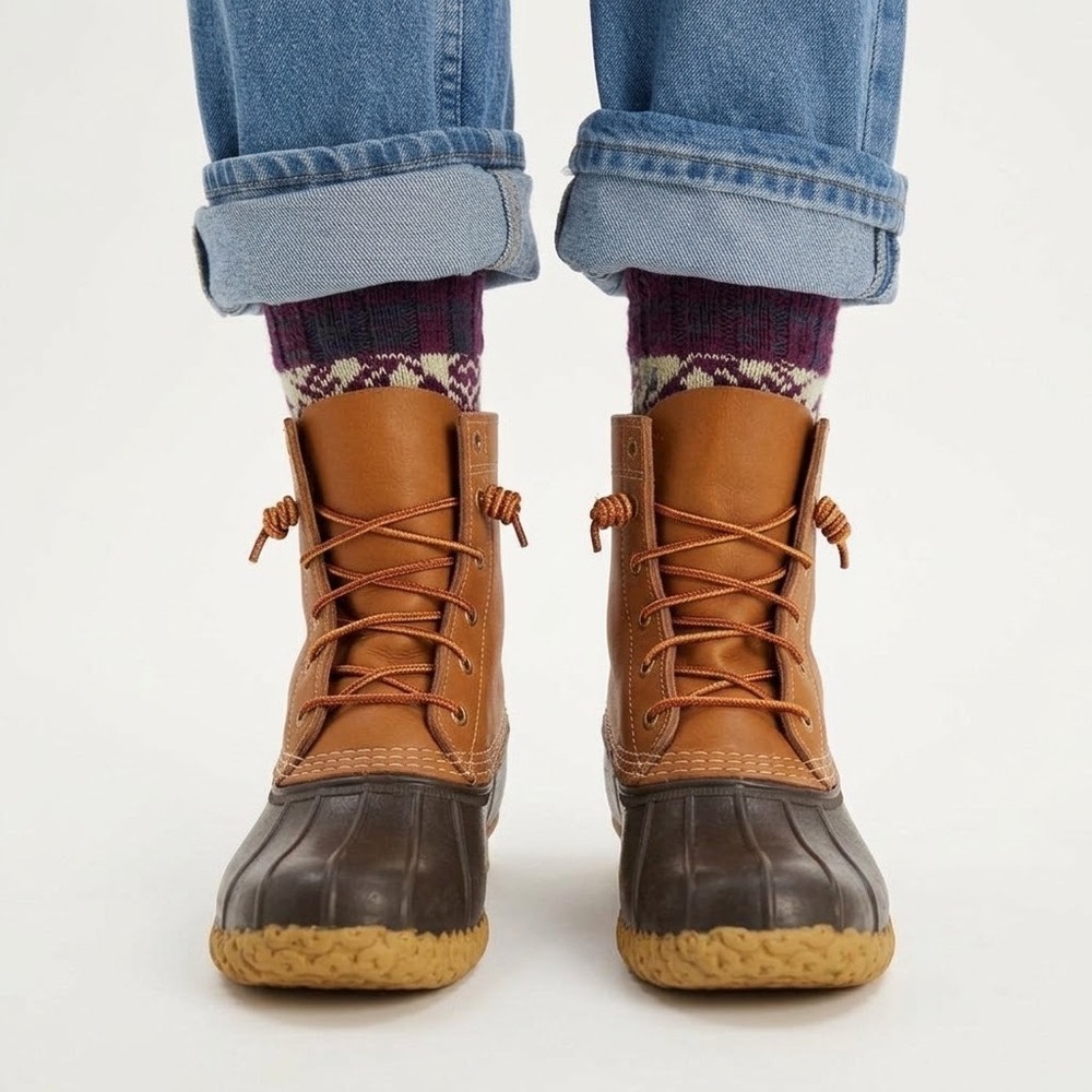 LL Bean Boots Women Size 7 Tan Brown Waterproof Duck Boots Made in USA
